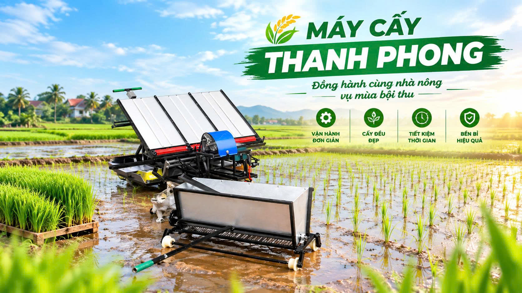 Máy cấy động cơ điện 3 hàng 28cm