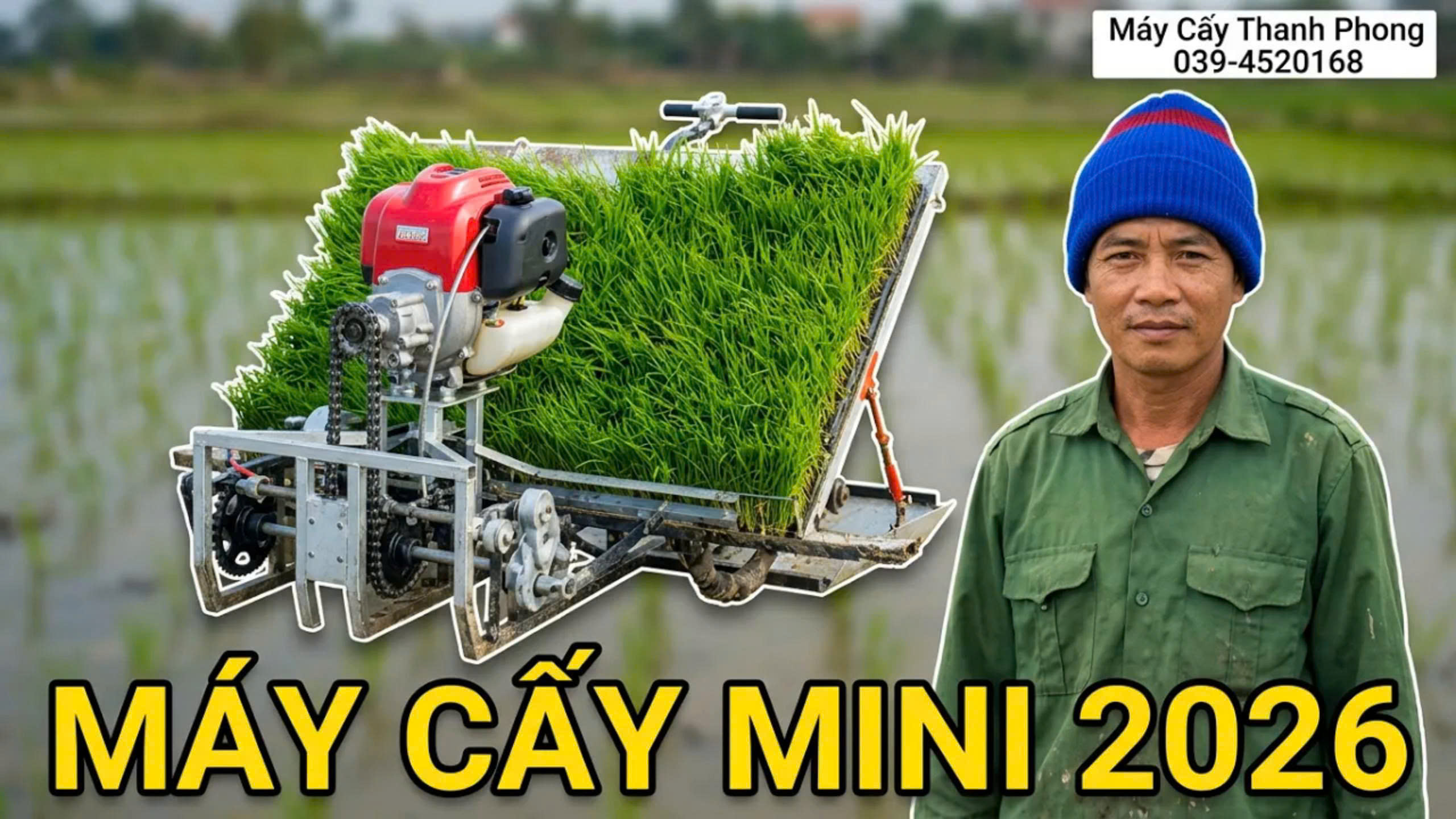 Máy cấy động cơ xăng 4 hàng 23cm