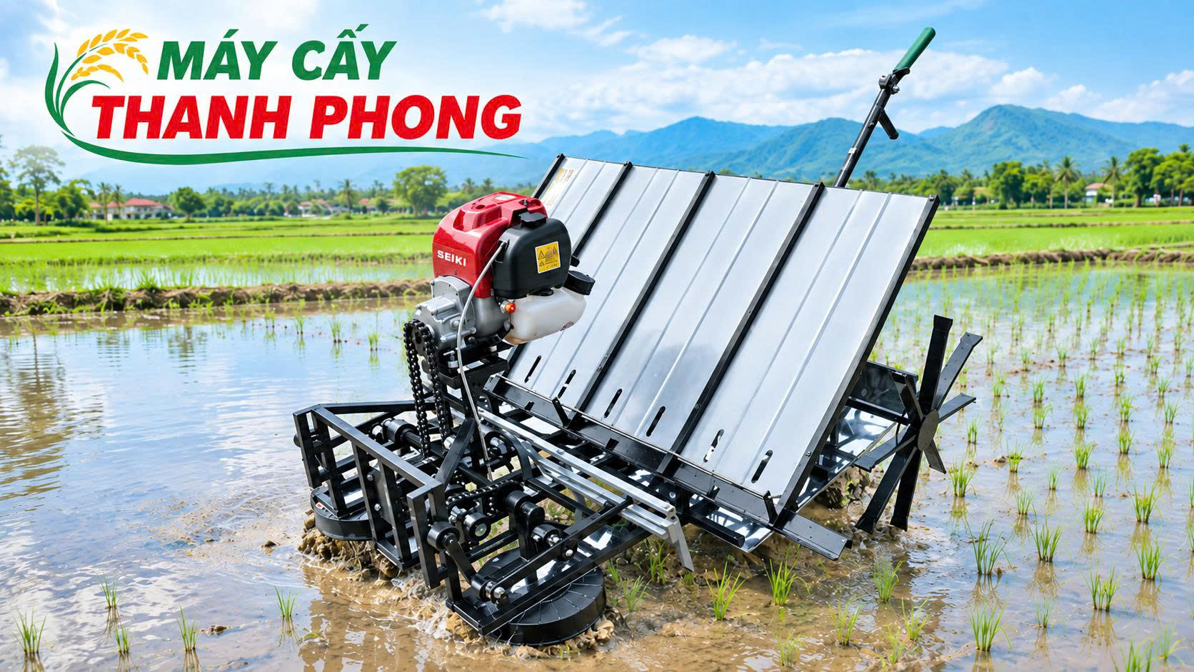 Máy cấy động cơ xăng 4 hàng 28cm