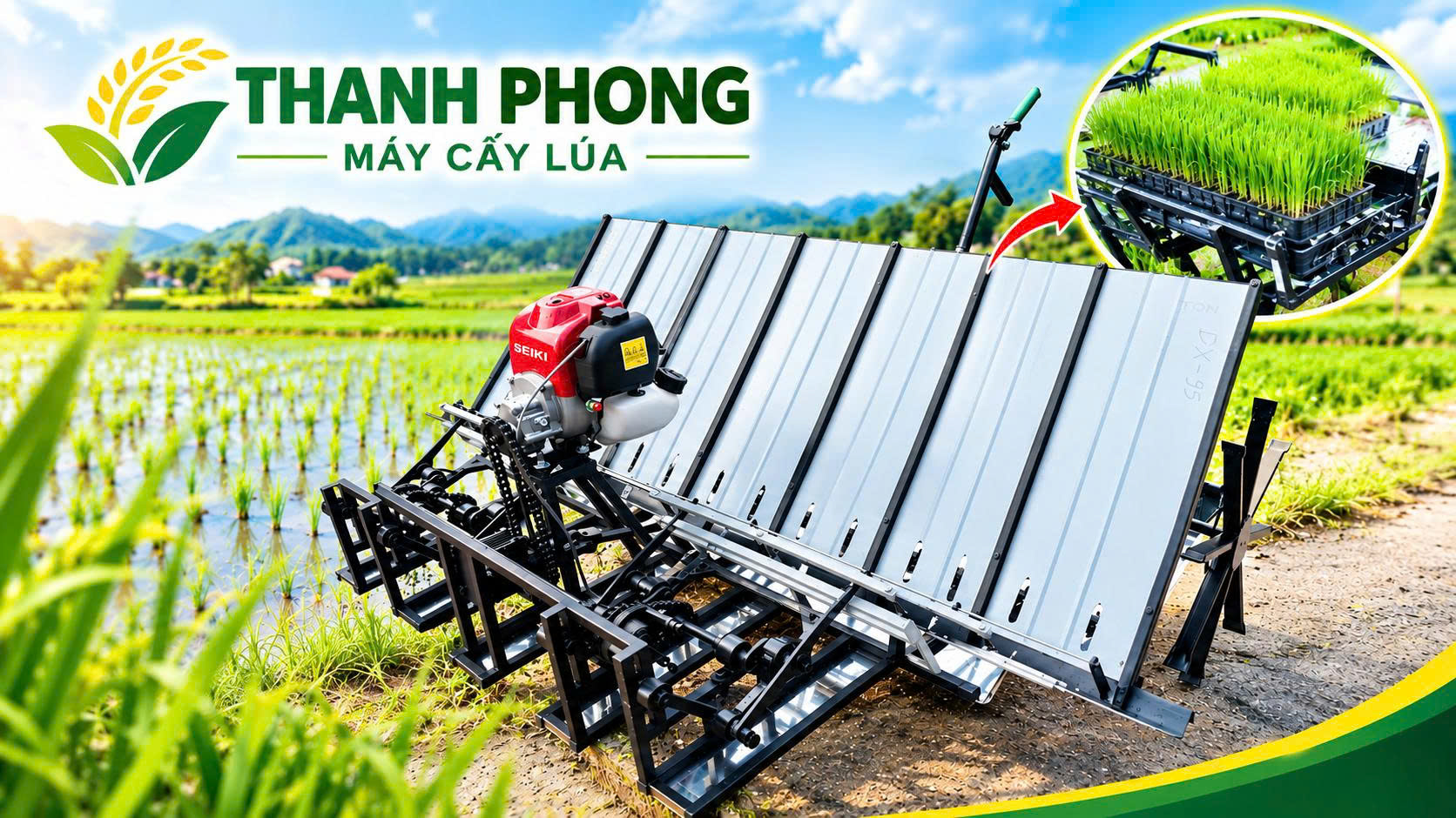 Máy cấy động cơ xăng 6 hàng 20cm